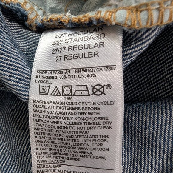 GAP Baggy Blue Jeans Mid Rise Size 4 / 27R S Relaxed Wide Leg Denim - Picture 8 of 9